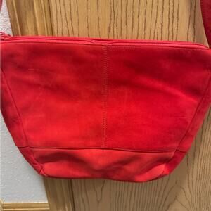 Vibrant Red Shoulder Bag  Purse genuine leather